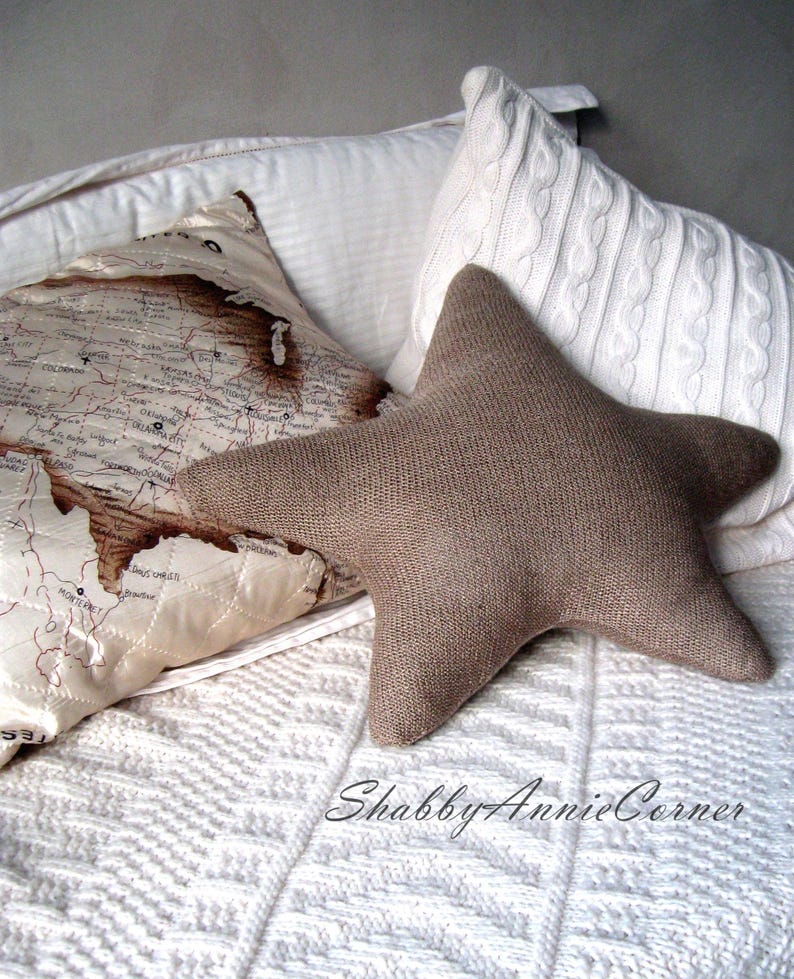 Coastal pillow Star shaped pillow Beach themed home decor Nautical pillow Beach house Floor pillow Handmade Blue throw pillow Beach nursery brown star pillow