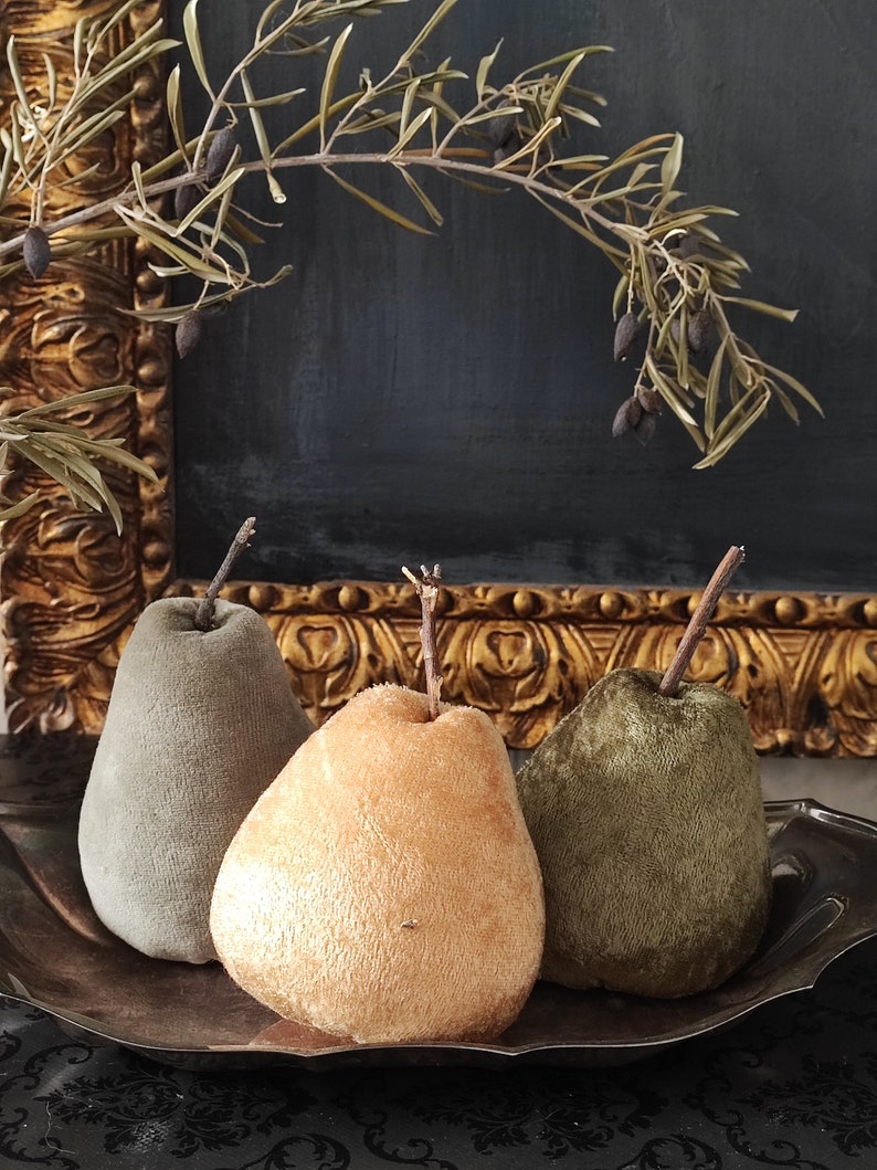 Unique Fall Home Decor Rustic Black Pears Textile Pear Bowl Fillers