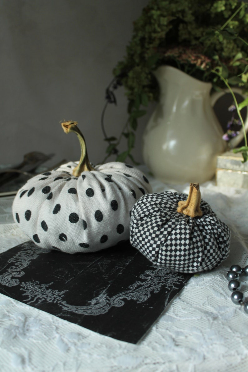 Halloween Decor Black Pumpkins Unique Textile Black White Check