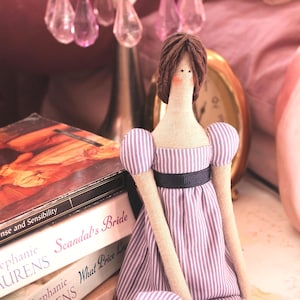 Regency doll Jane Austen gift Tilda doll Handmade Gift for her Handmade textile Interior doll English cottage Pride and prejudice Cloth doll in stripy dress
