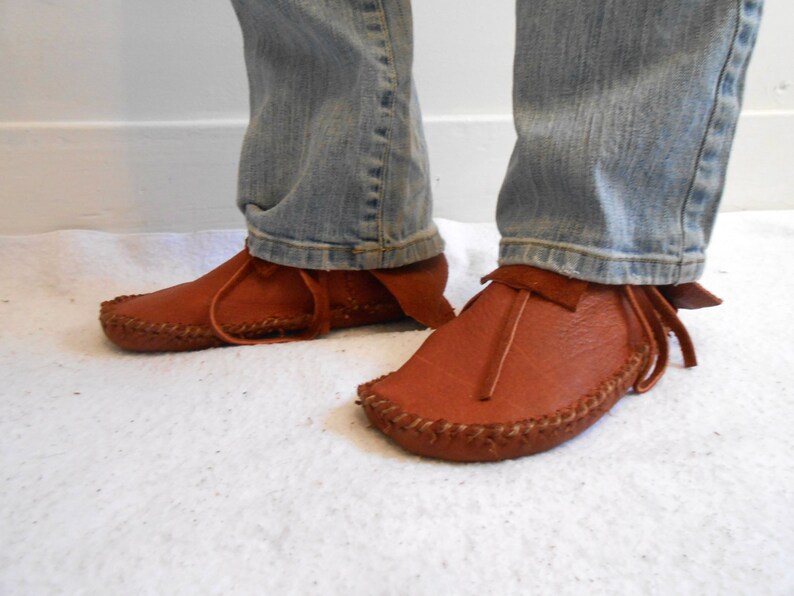 Short Moccasins Tobacco Elk Hide Plains Style Mocs Custom Etsy