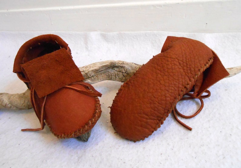 Short Moccasins Tobacco Elk Hide Plains Style Mocs Custom Etsy