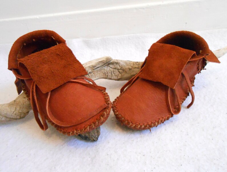 Short Moccasins Tobacco Elk Hide Plains Style Mocs Custom Etsy