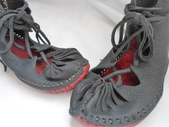 woodland black leather sandals