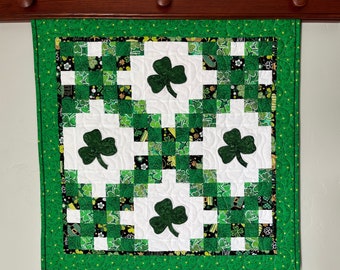 St. Patrick’s Quilted Wall Hanging, Shamrock Table Runner