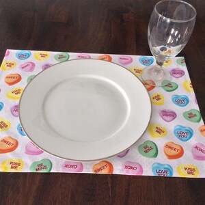 Conversation Hearts Placemats, Set of 2 Valentine Placemats image 3