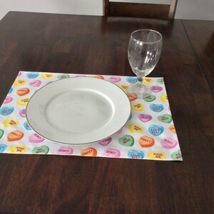 Conversation Hearts Placemats, Set of 2 Valentine Placemats image 4