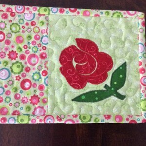 Rose Mug Rugs,  Set of 2, Coaster/Candle Mat/Snack Mat