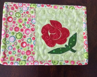 Rose Mug Rugs,  Set of 2, Coaster/Candle Mat/Snack Mat