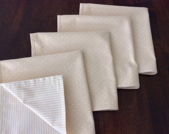 Reversible Cloth Napkins, Set of 4 tan napkins