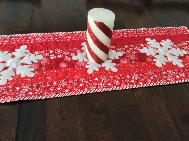 Snowflake Quilted Table Runner Winter Table Runner Etsy