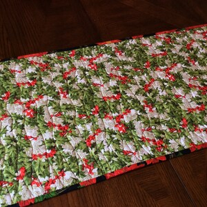 Elegant Poinsettia Quilted Christmas Table Runner red, black, gold table runner image 7