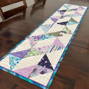 Floral Table Runner, Purple, teal, green