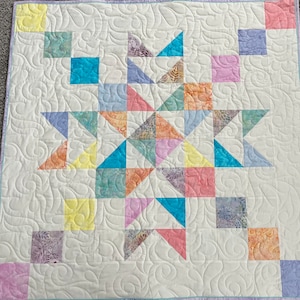 Pastel Star Baby Quilt/Toddler Quilt/Lap Quilt/Wall Hanging
