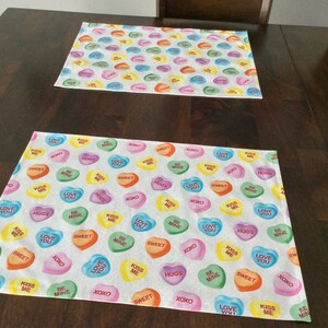 Conversation Hearts Placemats, Set of 2 Valentine Placemats image 5