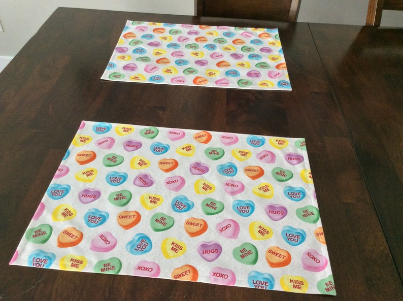 Conversation Hearts Placemats, Set of 2 Valentine Placemats image 5