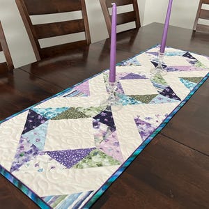 Floral Table Runner, Purple, teal, green