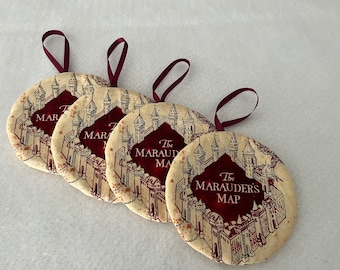 Harry Potter Ornaments, Set of 4, Marauder’s Map Ornaments/package Tags