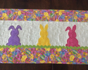 Easter Bunny Quilted Table Runner, Easter Table Runner, Bunny Table Runner