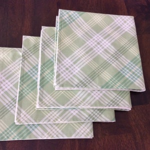 Green Plaid Cloth Napkins, Set of 4