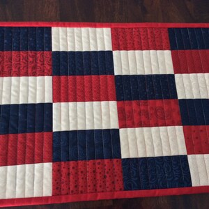 Patriotic Quilted Table Runner - red, white, and blue