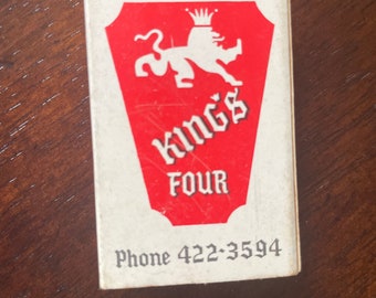 Caja de cerillas vintage del restaurante King's Four - Recuerdos de Killington, Vermont