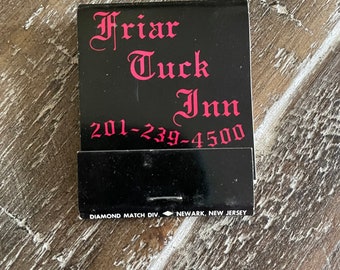 Caja de cerillas vintage Friar Tuck Inn, coleccionable de Nueva Jersey
