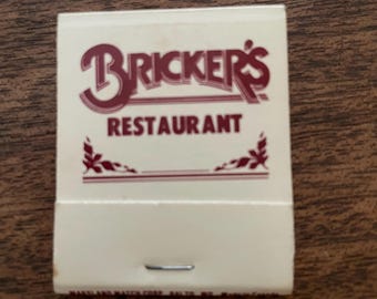 Caja de cerillas antigua: recuerdos del restaurante Bricker's, Massachusetts