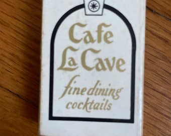 Caja de cerillas vintage, Cafe La Cave, Des Plaines Illinois nuevo, nunca usado recuerdos coleccionables