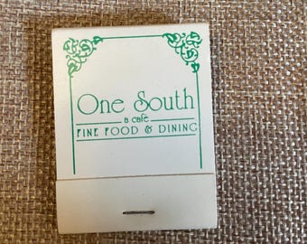 Caja de cerillas antigua, One South Cafe, Stonington, CT, muy buen estado; recuerdo coleccionable nunca usado