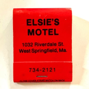 Vintage matchbook, Elsie’s Motel, Springfield, Massachusetts , very good condition; collectible roadside memorabilia
