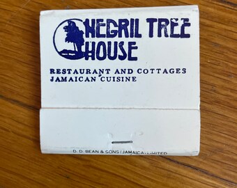 Libro de cerillas vintage, Negril Tree House, Negril, Jamaica nuevo, nunca usado recuerdos coleccionables
