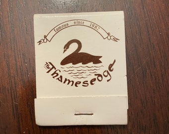 Caja de cerillas antigua, restaurante Thamesedge, Groton, Connecticut, muy buen estado; recuerdo coleccionable nunca usado