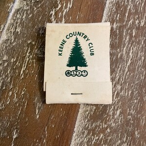 Vintage matchbook, Keene Country Club, Keene, New Hampshire, very good condition; never used collectible memorabilia