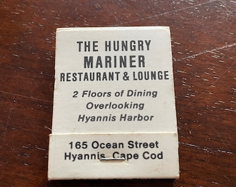 Caja de cerillas vintage: Restaurante The Hungry Mariner, recuerdos de Cape Cod