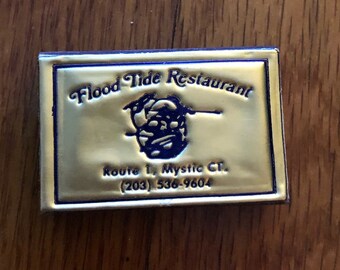 Caja de cerillas vintage, The Flood Tide Restaurant, The Inn at Mystic, CT muy buenas condiciones recuerdos coleccionables