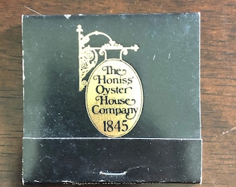 Libro de cerillas vintage, The Honiss Oyster House Company, Hartford, Connecticut, recuerdos coleccionables nuevos y nunca usados