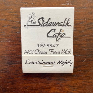 Vintage matchbook, Sidewalk Cafe, Venice, California; never used collectible memorabilia