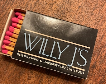 Caja de cerillas vintage, restaurante Willy J's; Old Saybrook, Connecticut, nunca usó recuerdos coleccionables