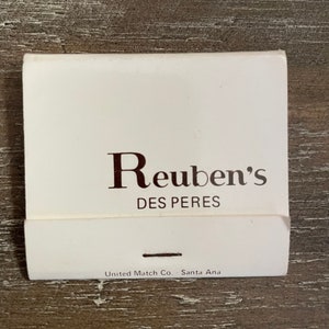 Vintage matchbook, Reuben’s, Des Peres, Missouri, antique, never used collectible memorabilia