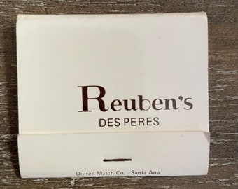 Vintage matchbook, Reuben’s, Des Peres, Missouri, antique, never used collectible memorabilia