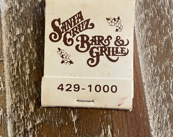 Caja de cerillas vintage de Santa Cruz Bar & Grille - Coleccionable de California