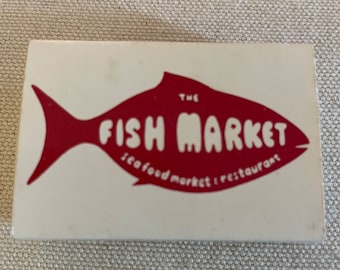 Caja de cerillas antigua, The Fish Market Restaurant, Palo Alto, California, nueva, nunca usada, recuerdo coleccionable