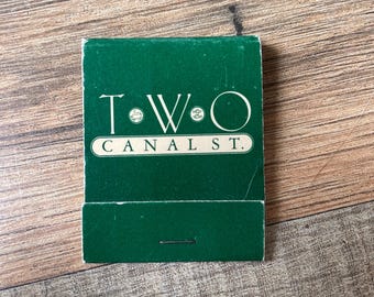 Caja de cerillas antigua, restaurante Two Canal Street, Westerly, Rhode Island; objeto coleccionable nuevo, nunca usado.