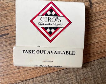 Caja de cerillas antigua, restaurante y pizzería Ciro's, Massachusetts, New Hampshire, nueva, nunca usada, recuerdo coleccionable