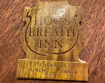 Caja de cerillas vintage, Hog's Breath Inn, Carmel, California, muy buen estado; recuerdos coleccionables nunca usados