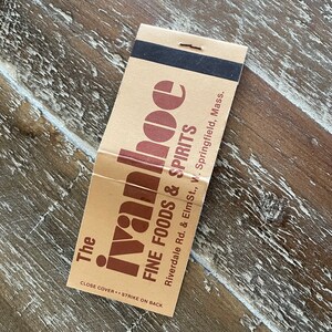Vintage matchbook, The Ivanhoe, Springfield; Massachusetts; new, never used collectible memorabilia