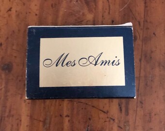 Caja de cerillas vintage, Restaurante Mes Amis, Sands Casino, Atlantic City, NJ, recuerdos coleccionables en buen estado