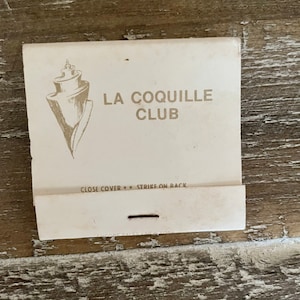 Vintage matchbook, La Coquille Club; Palm Beach, Florida; never used, collectible memorabilia, 1980s