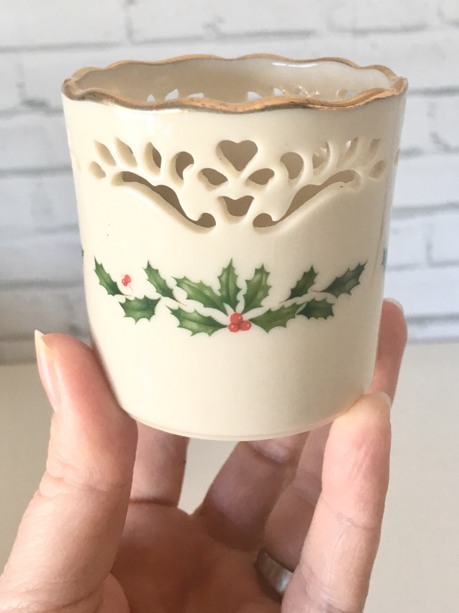 Lenox Holiday Votive Candle Holders Pierced Holly Set of 6 Etsy